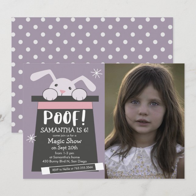 Invitation POOF Magazine Spectacle Anniversaire Fête Lapin Ph (Devant / Derrière)