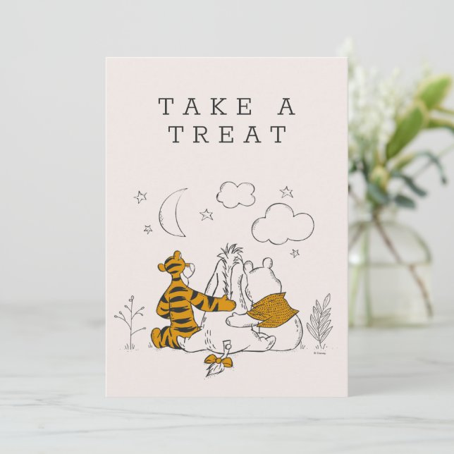 Invitation Pooh, Eeyore & Tigger | Baby shower Lune et étoile (Debout devant)