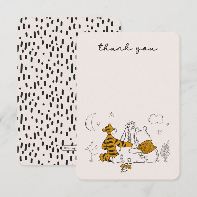 Invitation Pooh, Eeyore & Tigger Moon & Stars Baby shower (Devant / Derrière)