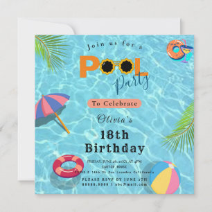 Invitation Pool Anniversaire de fête thème
