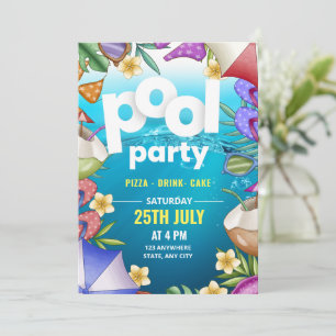 Invitation Pool Party Anniversaire Invitation, fête d'été