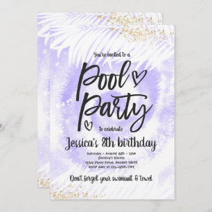 Invitation Pool Party Anniversaire Purple Tie Tee Pool Party