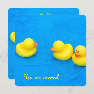Invitation Pool Party avec canards jaunes