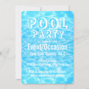 Invitation Pool Party Beach Party Summer Party élégant