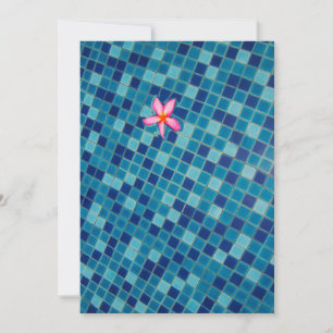 Invitation Pool party blues rose fleur flottante couleur pop