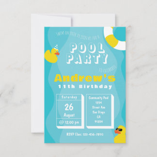 Invitation Pool Party - Enfants à thème Anniversaire de fête 