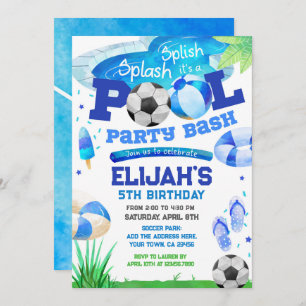 Invitation Pool Party Football Anniversaire
