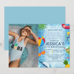 Invitation Pool Party Photo Splish Splash Pool Anniversaire