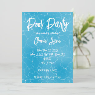 Invitation Pool Party Sweet 16 Eau Bleu Minimaliste Anniversa
