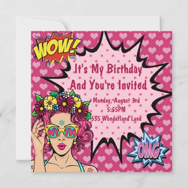 Invitation Pop Art Anniversaire (Devant)