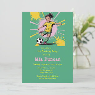 Invitation Pop Art Girls Soccer Anniversaire