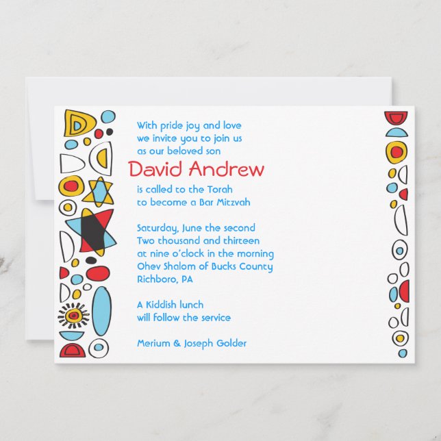 Invitation POP ART SCRIBBLY Bar Mitzvah (Devant)