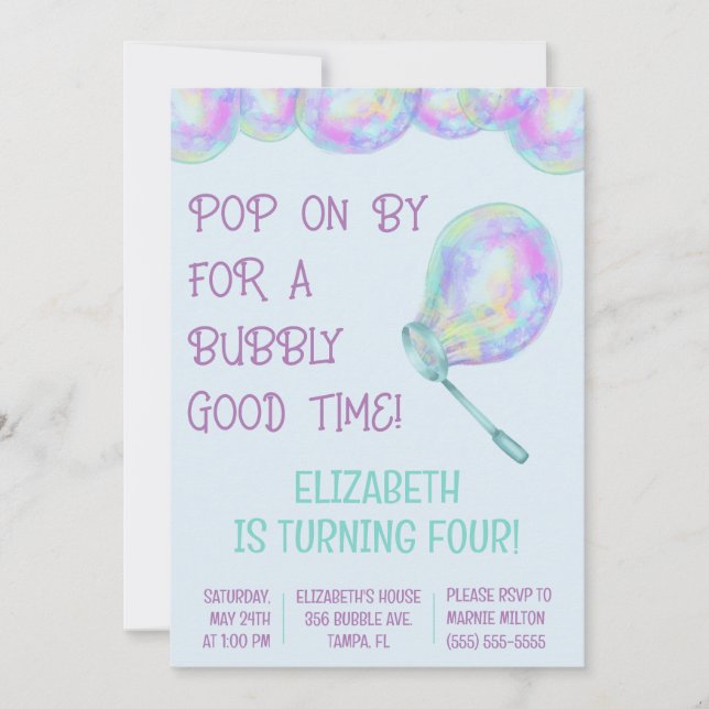 Invitation Pop by pour un bon moment Bubbly ! Anniversaire de (Devant)