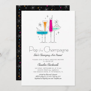 Invitation Pop Champagne Retro Envoi de douche nuptiale