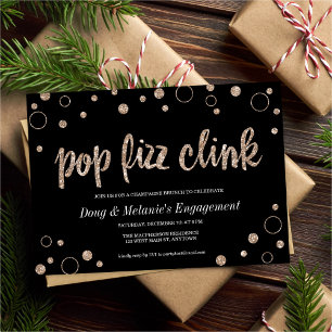 Invitation Pop Fizz Clink Champagne Bulles Fête