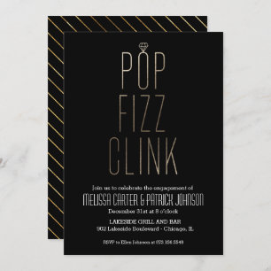 Invitation Pop Fizz Clink Partie d'engagement à Faux Foil