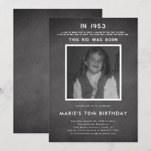 Invitation Pop Histoire Photo Fête d'anniversaire
