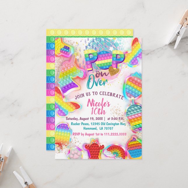 Invitation Pop it (Devant/Arrière en situation)