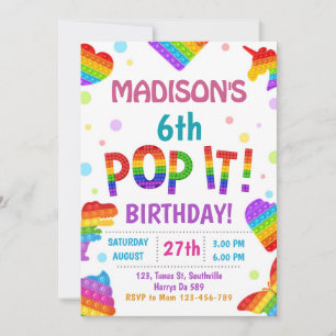 Invitation Pop it Colorful Anniversaire de enfant Party