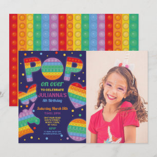 Invitation Pop it Party Fidget Anniversaire Photo Marine