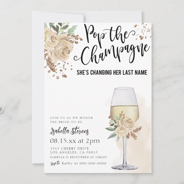 Invitation Pop La Fête des mariées Champagne (Devant)