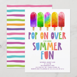 Invitation Pop On Over Popsicles SummerParty