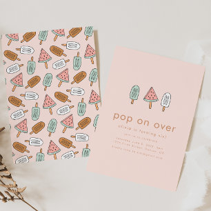 Invitation Pop on Over Summer Popsicle Anniversaire Invitatio