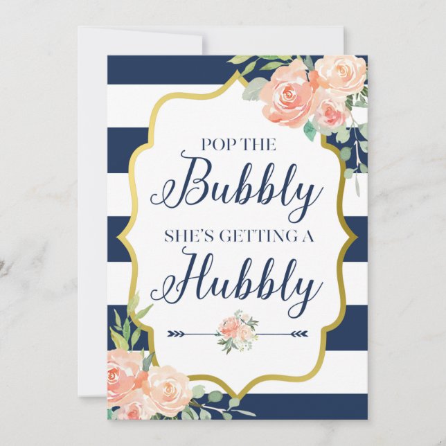 Invitation Pop the Bubbly Elle a un signe hubby (Devant)