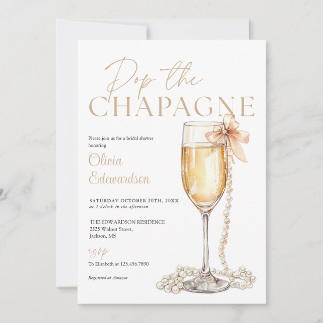 Invitation Pop The Champagne QR Code Bridal Shower (Devant)