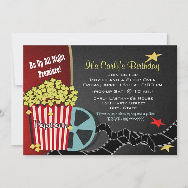 Invitation Popcorn et le sommeil d'un film (Devant)