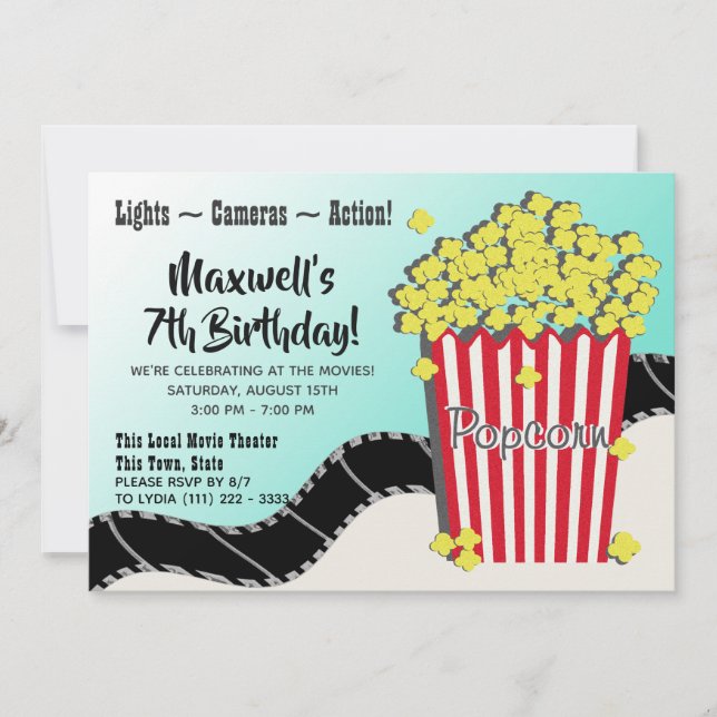 Invitation Popcorn et un film (Devant)