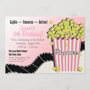 Invitation Popcorn et un film rose