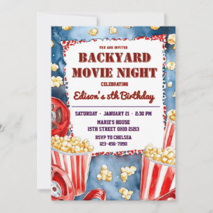 Invitation Popcorn Jardin Film Nuit Anniversaire