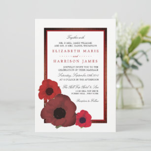 Invitation Poppies rouges et Mariage de Burlap