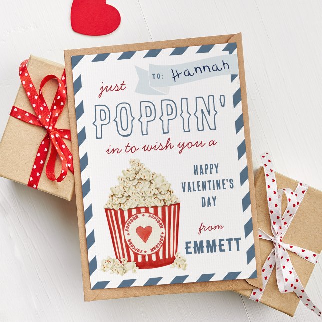 Invitation Poppin' Popcorn Classroom Valentines Day Card (Créateur téléchargé)