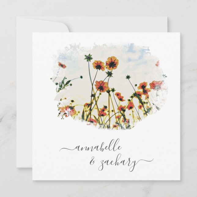 Invitation ** POPPY RSVP - QR code AR9 Mariage floral (Devant)