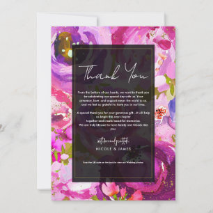 Invitation Pops de rose et violet floral vibrant Merci