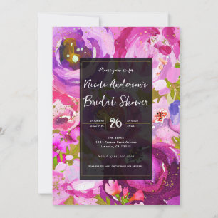 Invitation Pops de rose et violet floral vibrant Shower de ma