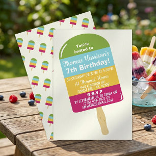 Invitation Popsicle Coloré Amusant pour Tout Âge Anniversaire