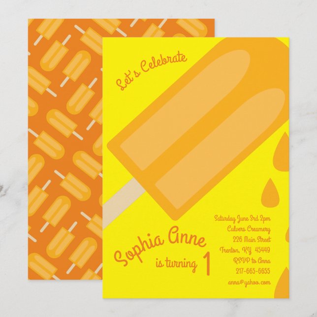 Invitation Popsicle fête d'anniversaire (Devant / Derrière)