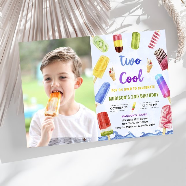 Invitation Popsicle Party Deux Cool 2e anniversaire Photo (Créateur téléchargé)