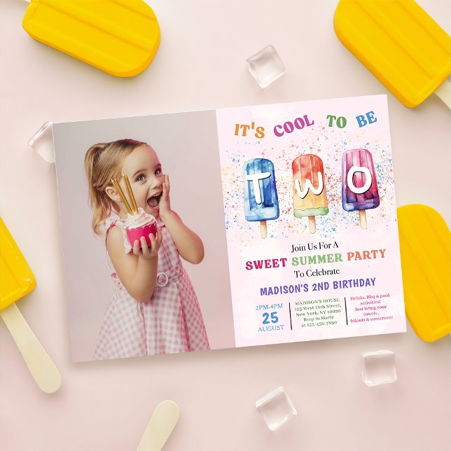 Invitation Popsicle Party Deux Cool 2e anniversaire Photo (Créateur téléchargé)