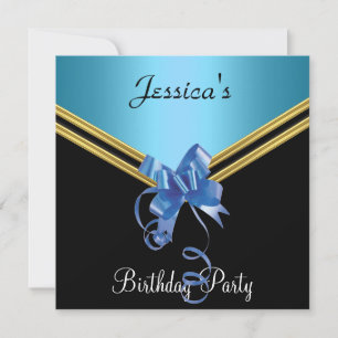 Invitation populaire Black Blue et Bow Party