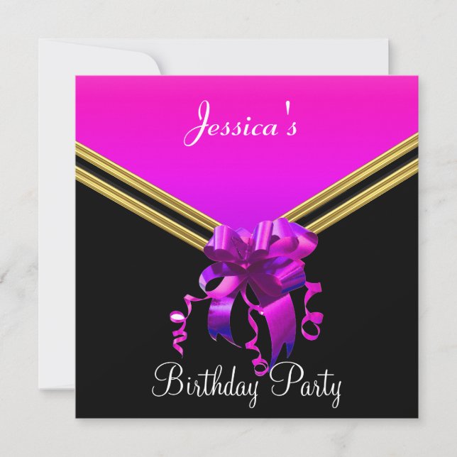 Invitation populaire Black Pink et Bow Party (Devant)