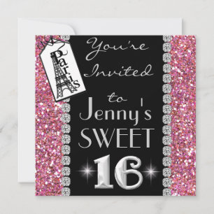 Invitation POPULAIRE de partie du BONBON 16 BLING
