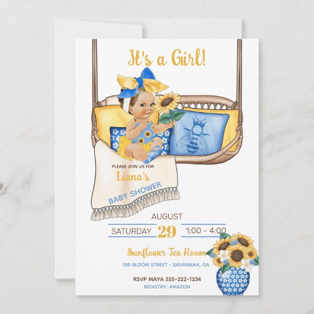 Invitation Porche de tournesol Swing Yellow Blue Sunflower Be (Devant)