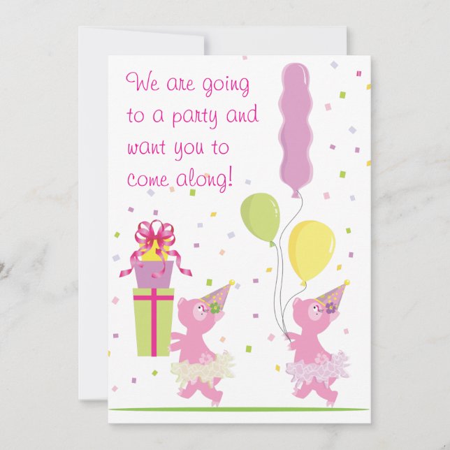 Invitation porcine de fête d'anniversaire - (Devant)