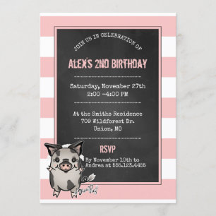 Invitation porcine mignonne de fête d'anniversaire