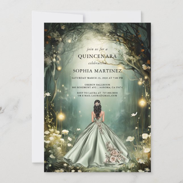 Invitation Portail forestier enchanté de Quinceanera (Devant)