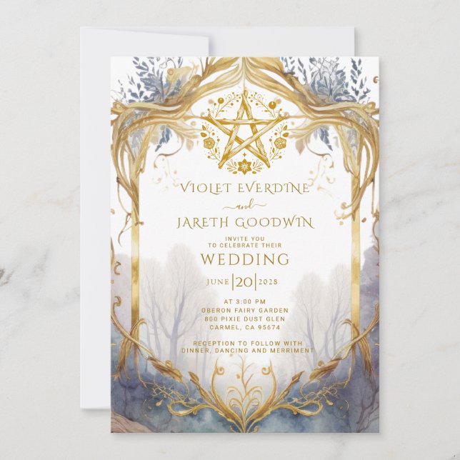 Invitation Portail forestier enchanté Mariage païen (Devant)